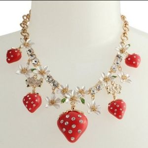 New! BETSEY JOHNSON Strawberry & Daisy Statement Bib Necklace.